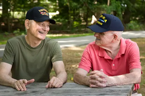 veteran care: two war veterans smiling